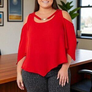 Bold Elements Round Neck 3/4 Sleeve Blouse 1X